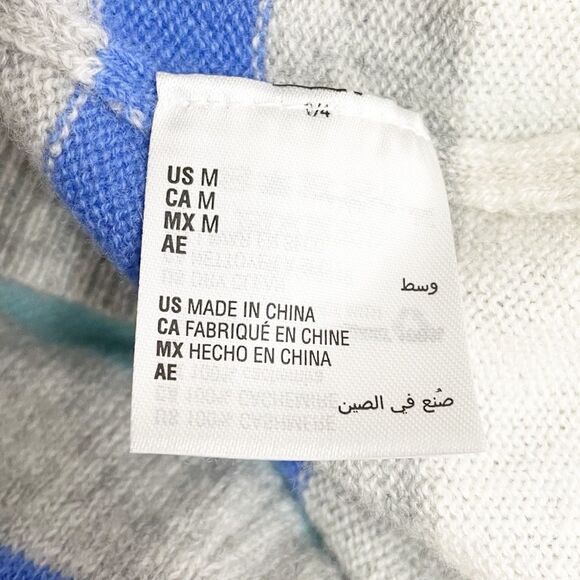 NWT Charter Club 100% Cashmere Sweater Blue & Gray Striped Pullover Size Medium - Picture 12 of 15